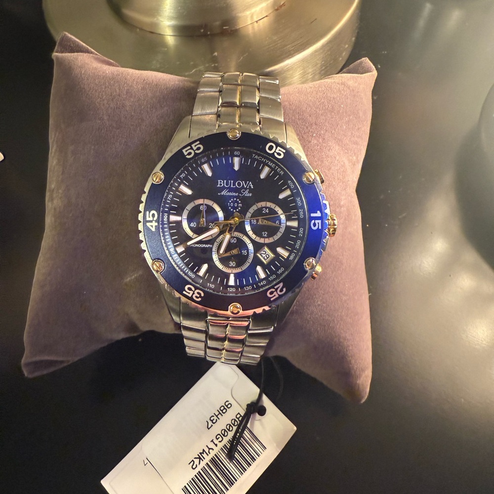 Bulova Silver and Blue Men's Watch